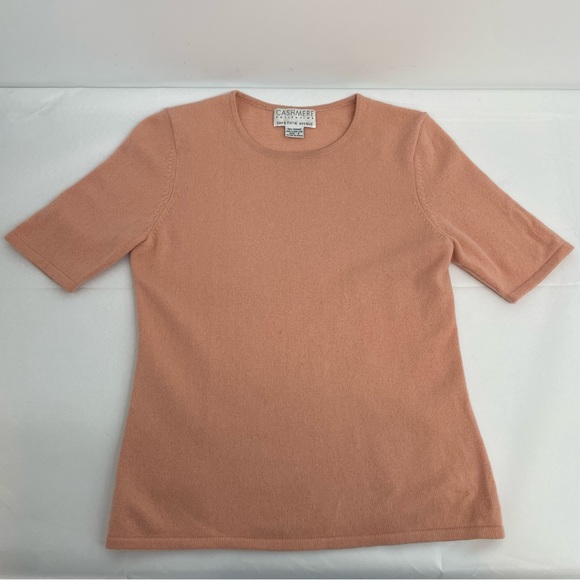 Cashmere Collection Saks Fifth Avenue Short Sleeve Top Size S Dusty Coral - Picture 5 of 7